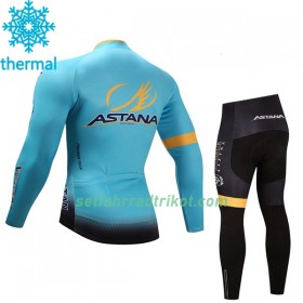 Radbekleidung Radtrikot Langarm + Lang Radhose 2017 Astana Pro Team Kinder Winter Thermal Fleece N001